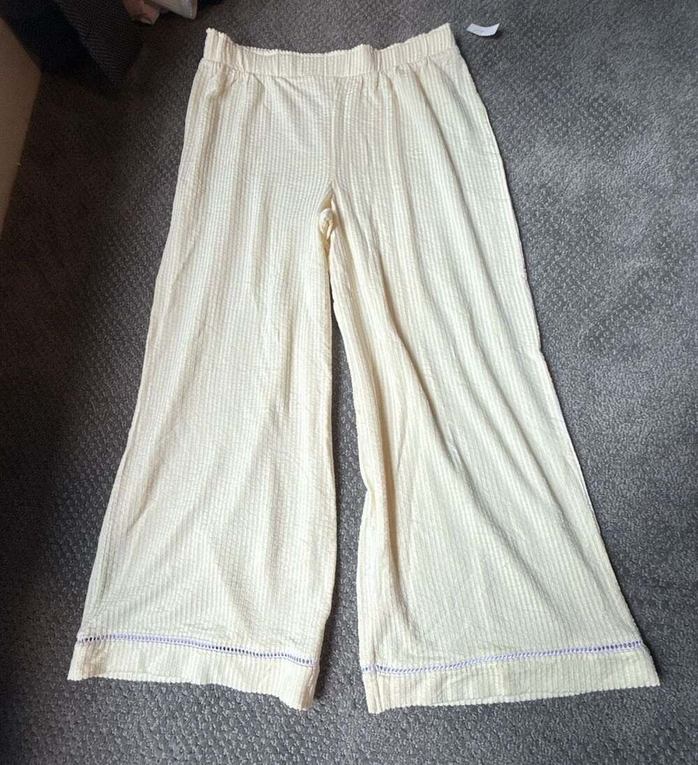 TJ Maxx Yellow Waffle Knit Wide Leg Loungewear Pants